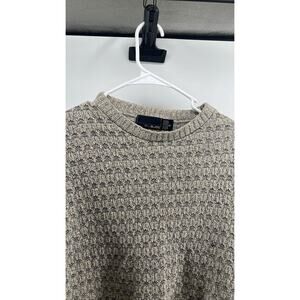 Bill Blass Sweater Mens XL Beige Gray Textured Knit Crewneck Pullover USA